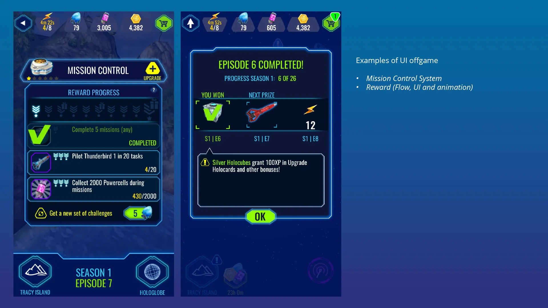 Mission control: episode goals on a hologram