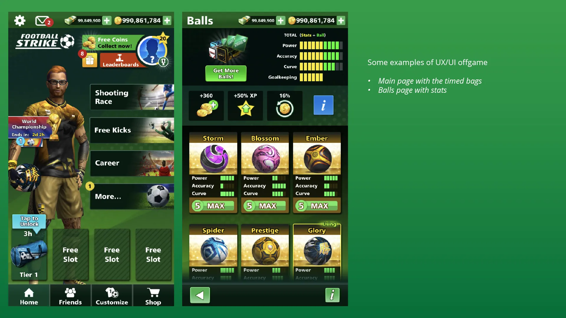 Character customisation and ball collection