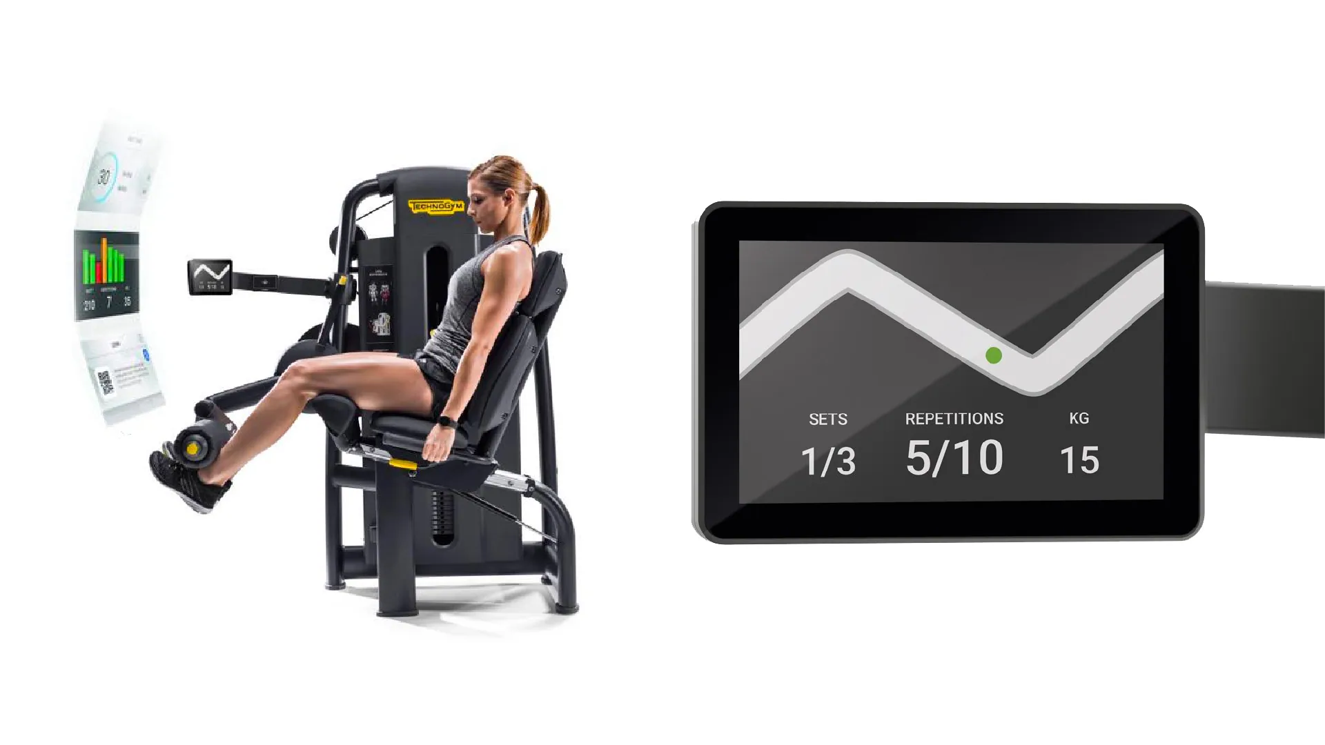 A strength machine console that shows reps at a glance