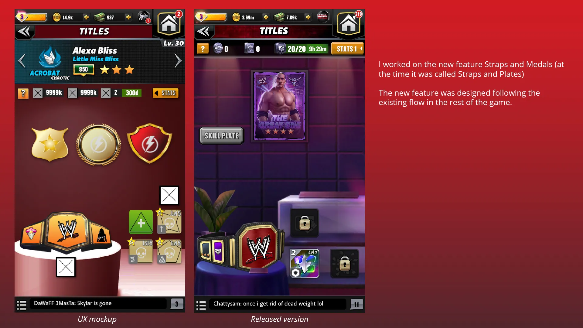 Titles: from wireframe to championship belts in the final UI