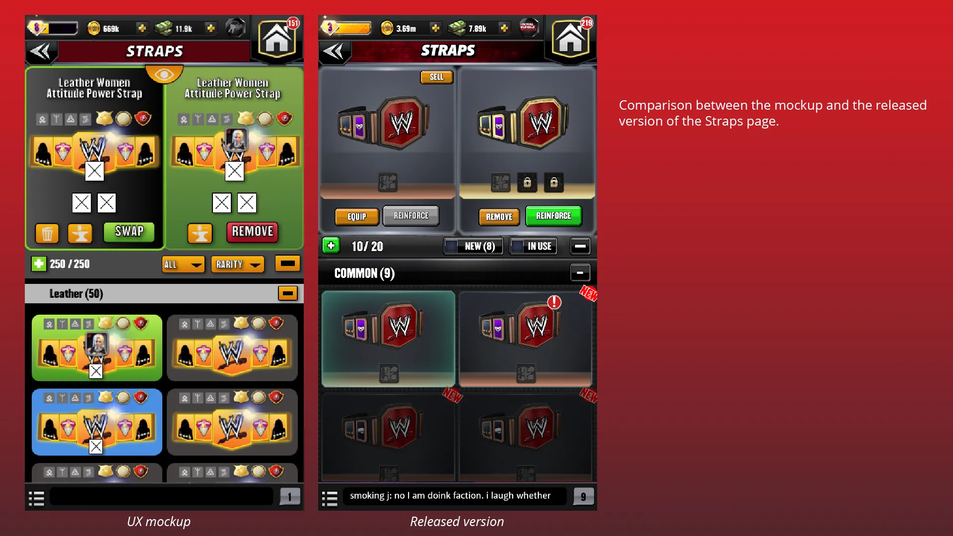 Equipment screens: wireframe and final