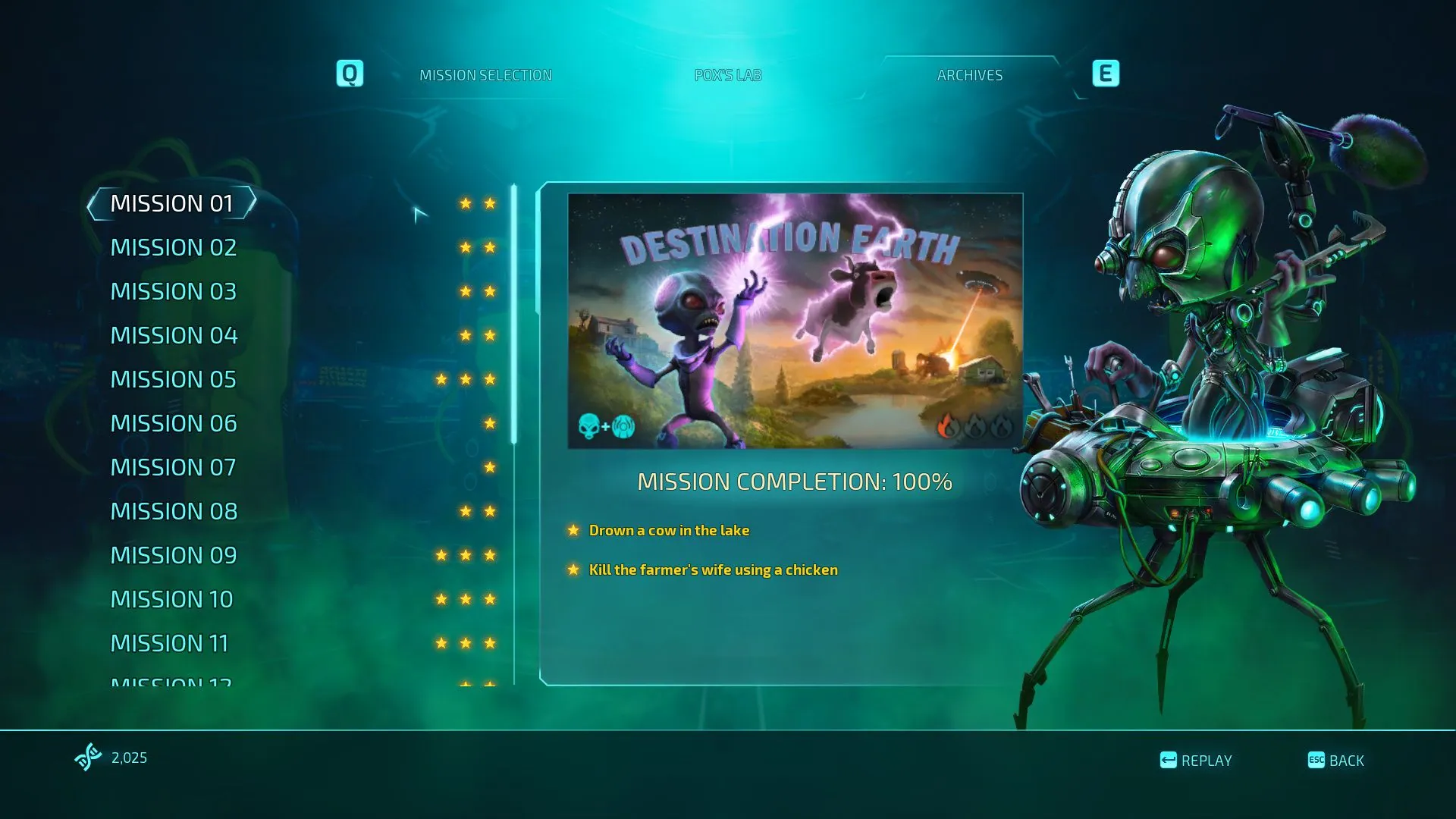 Mission list with ratings and a preview