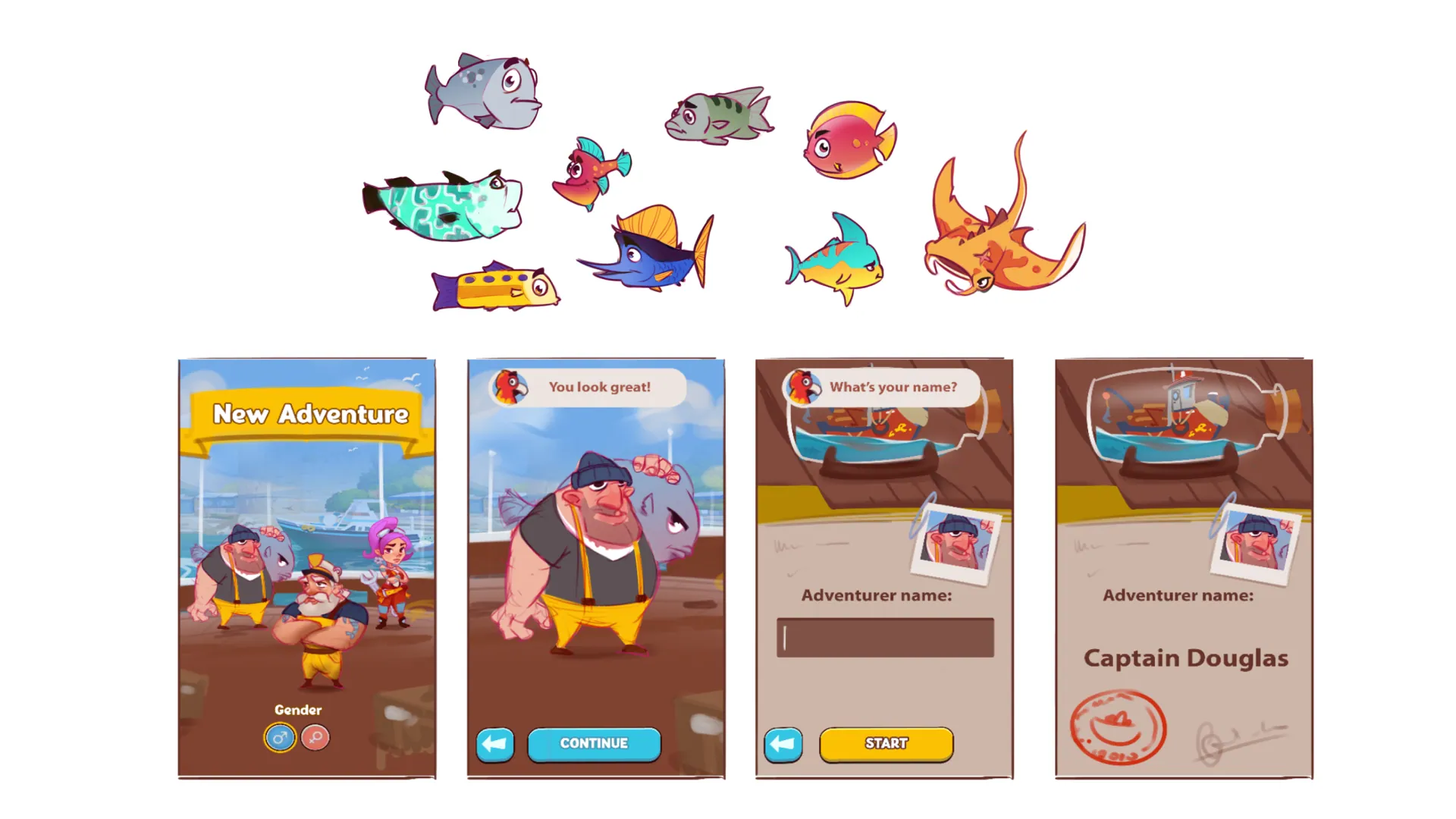 Fish collection and crew dialogue from the first concept