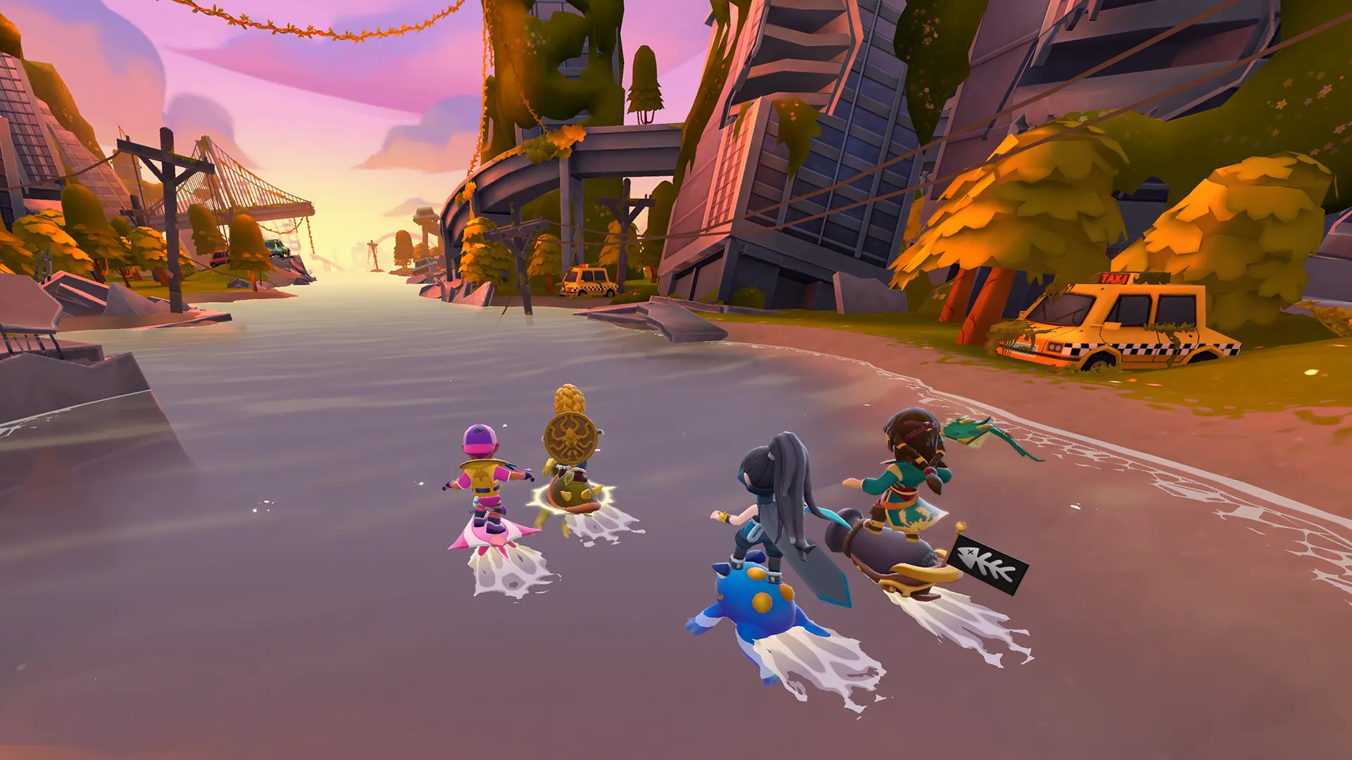 In-game: heroes travelling through a world