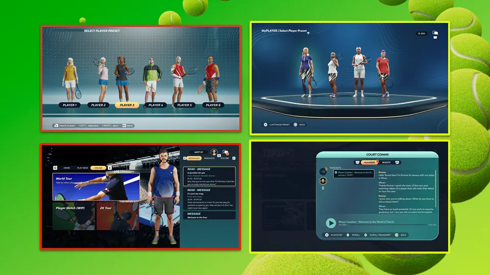 Final player select and match screens