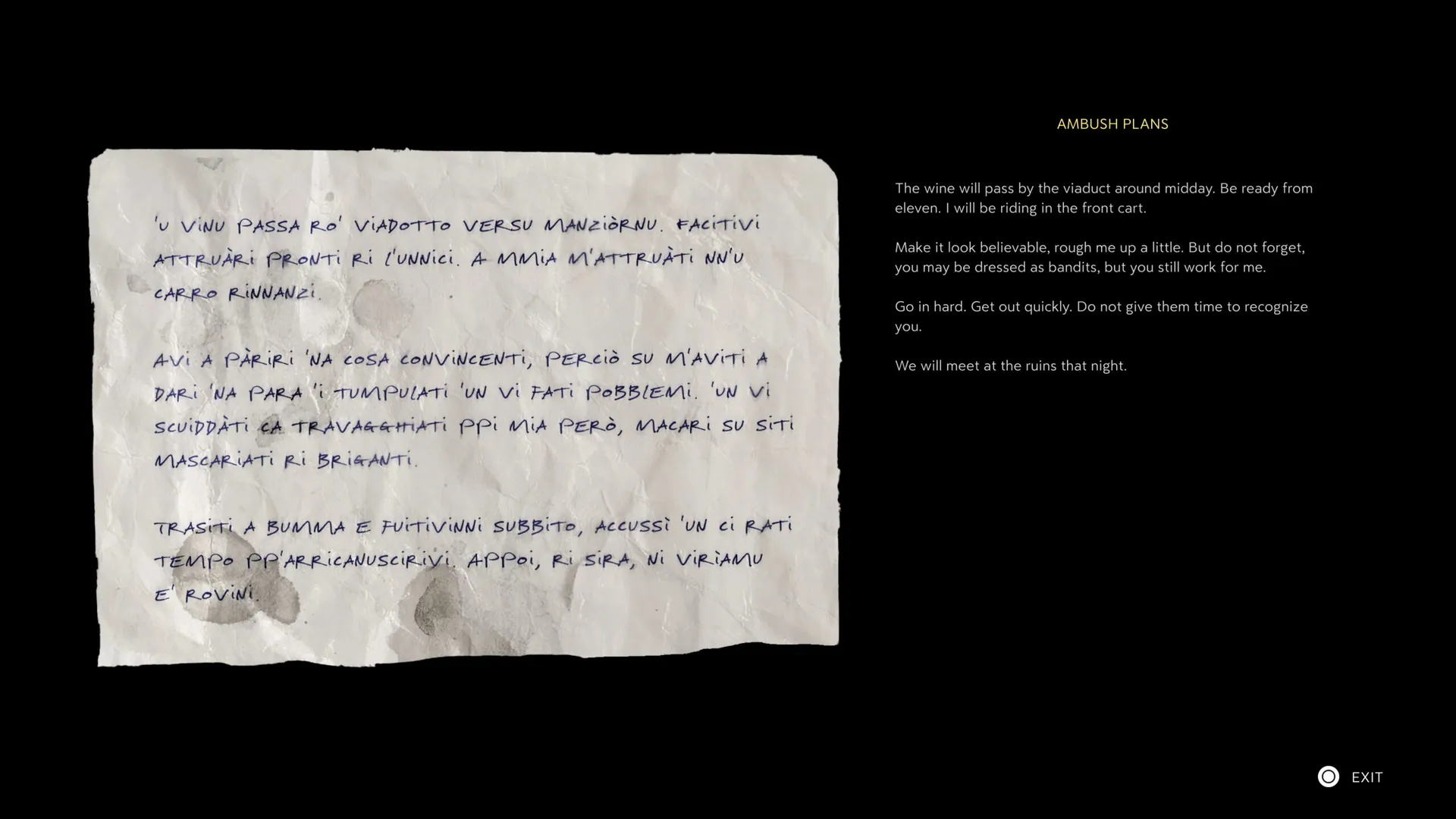 Handwritten ambush plans, transcribed so players never have to decipher the handwriting