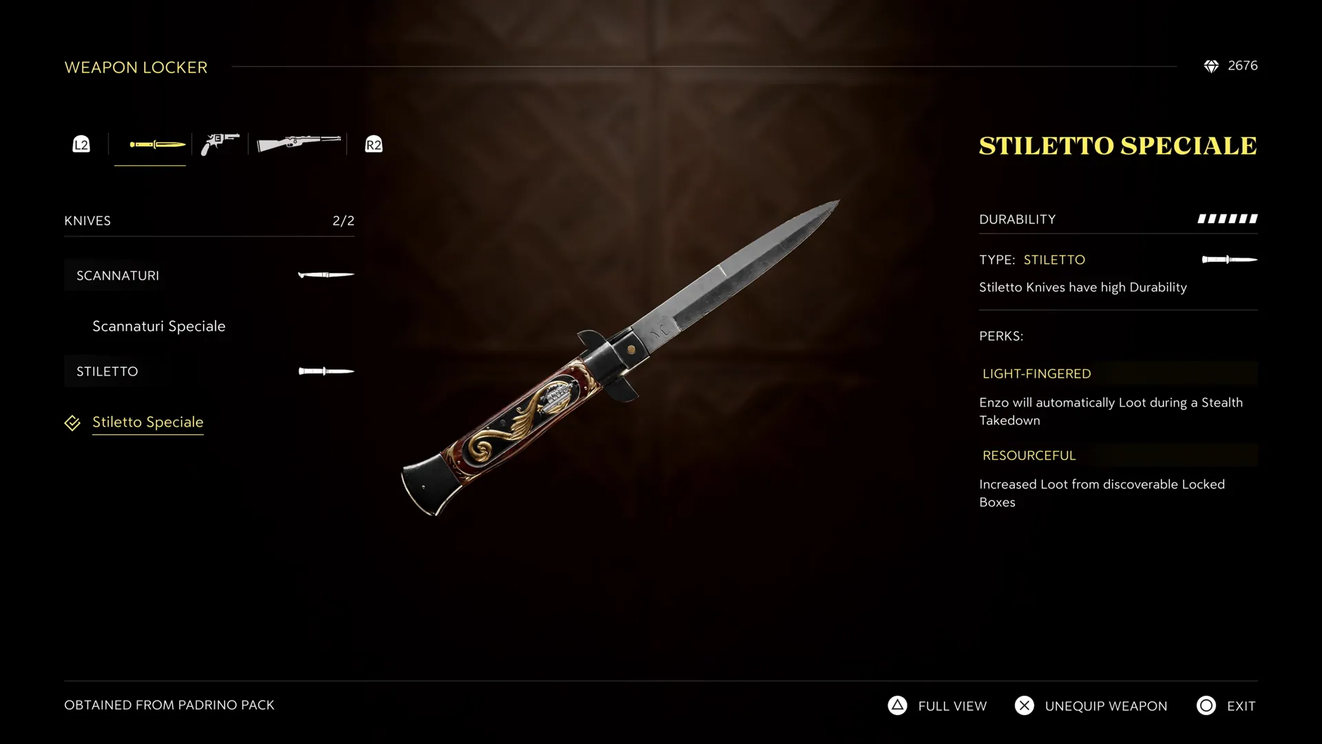 Weapon Locker: the new Stiletto Speciale with its perks